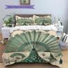 Peacock 2  Pattern Bedding Quilt Set Quilt Cover Pillowcase Home Decoration  Gift (1 * duvet cover + 2 * pillowcase, without core)