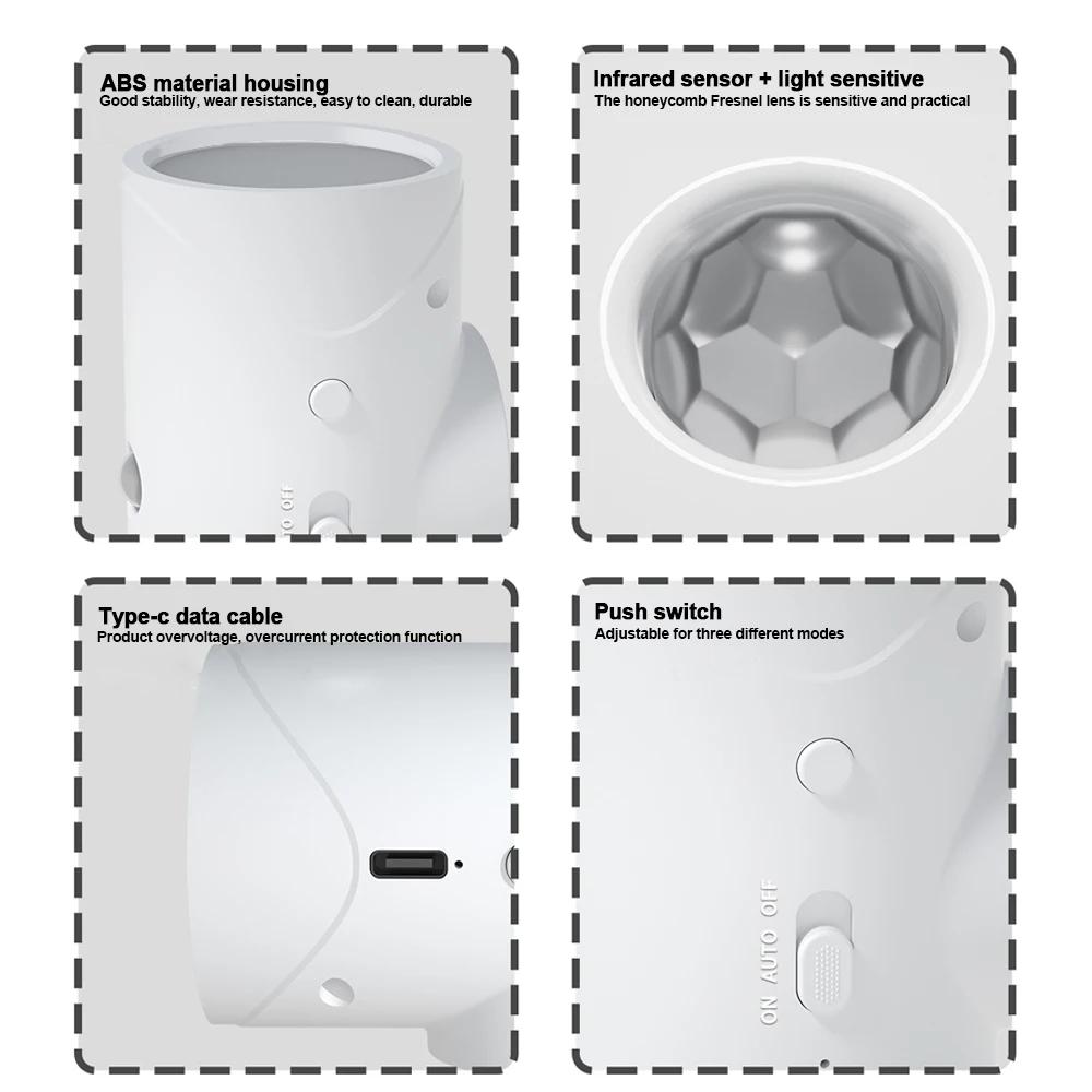 Светодиодный настенный светильник с датчиком движения, настенные светильники, RGB, теплый свет, свет для украшения дома, свет вверх и вниз, ночник, перезаряжаемый для лестницы, крыльца