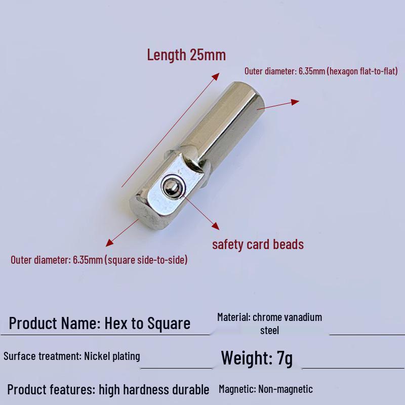 Bit Converter Magnetic Rod: 6 to 4 Adapter, 4mm/6.35mm to 1/4 Extension
