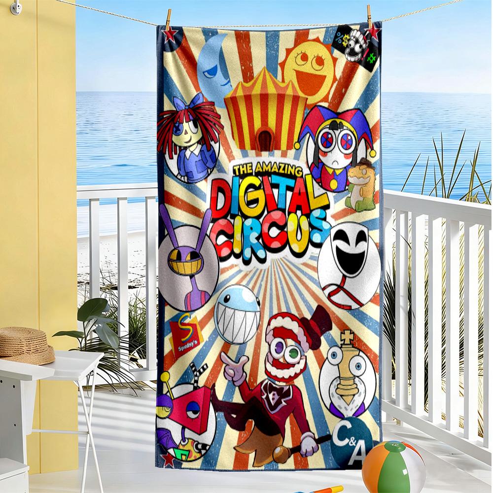 The Amazing Digital Circus Game Style Beach Towel Quick-Dry Soft Microfiber Comfortable Lightweight