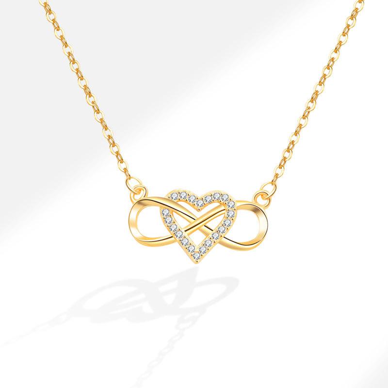 Micro Paved Zircon Infinity Heart Mobius Pendant Necklace Elegant Versatile Fashion Jewelry For Women