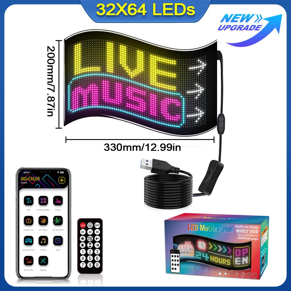 Программируемая светодиодная матричная панель, гибкий экран, отображение анимации, бегущая строка, управление через приложение для магазина, бара, вечеринки