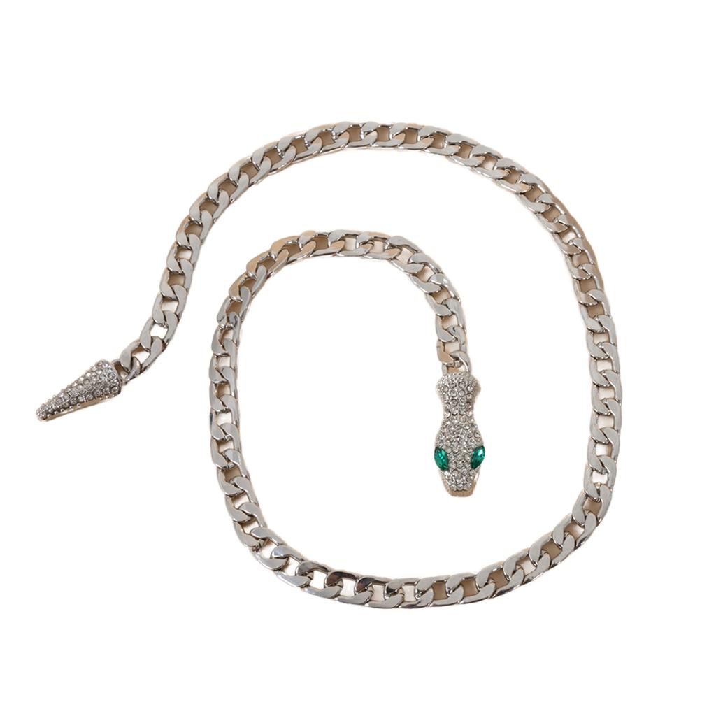 Ins Style Cuban Link Chain Light Luxury Short Full Snake-head Magnetic Clasp Unisex Necklace Collarbone Chain for Gift