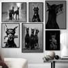 Modern Fashion Doberman Gun Luxury Dog Posters Prints Canvas Painting Nordic Black White Wall Art Pictures for Office Home Decor