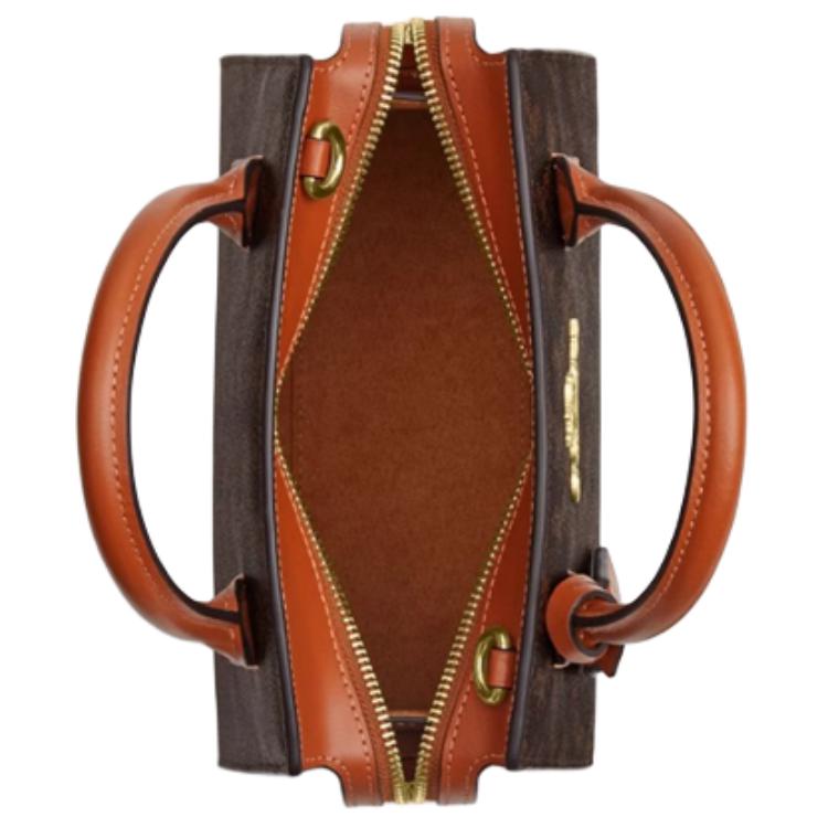 Coach Сумка-тоут Andrea Carryall 22 с принтом "Лошадь и карета", из синтетической кожи, через плечо, маленькая женская сумка-тоут, цвет Трюфель CZ336-IMS2K