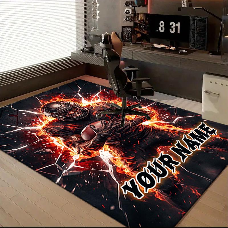 1PC Custom Name Electric Football Player Theme Floor Mat Ideal for Living Room, Game Rooms, Office, Bedroom,Floor Mat Playful Design227