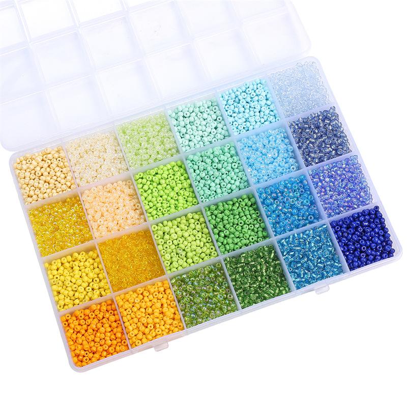 24 Grid Millet Beads Set Box 3 Color Collision System Glass Rice Beads Handmade Diy Making Beads Bracelet Necklace Jewelry Accessories Lovely Colour