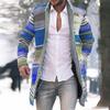 Men's Cardigan Coat  Printed Wool Blends Casual Longsleeved Jacket Length Windbreaker Overcoat Trench