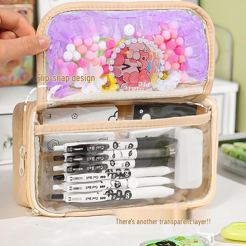 Baji Large Capacity Transparent Pencil Case for Students - 2025 New Arrival