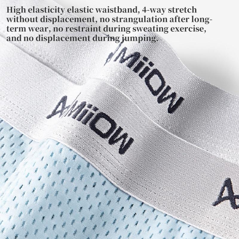 MIIOW 3 шт. Ледяной шелк Тонкая сотовая сетка Дышащее мужское нижнее белье Антибактериальные шорты Лето L-5XL