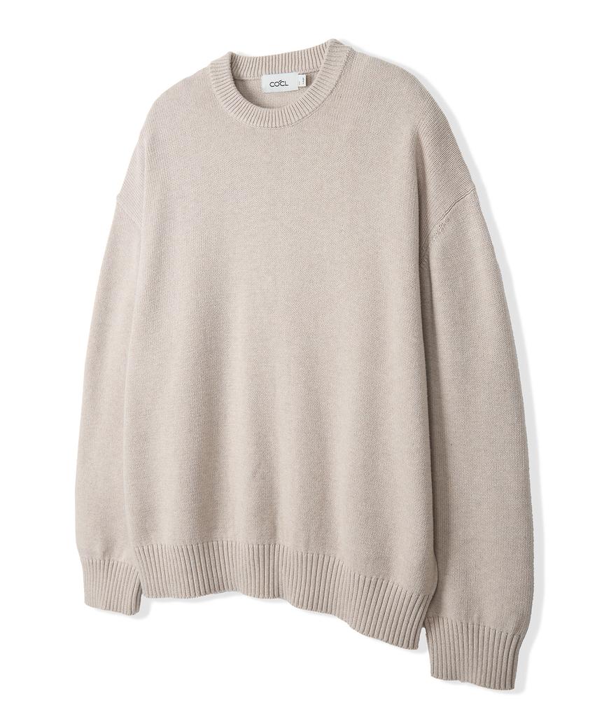 COSTUME O’CLOCK [Renewal Ver.] Soft Cotton Crew Neck Knit Charcoal Cooskt008Charcoal