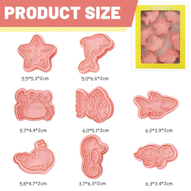 8 шт./комплект Формочки для печенья DIY Мультяшное печенье 3D-стереопресс для печенья Инструменты для выпечки Морские животные Рождественские узоры Форма
