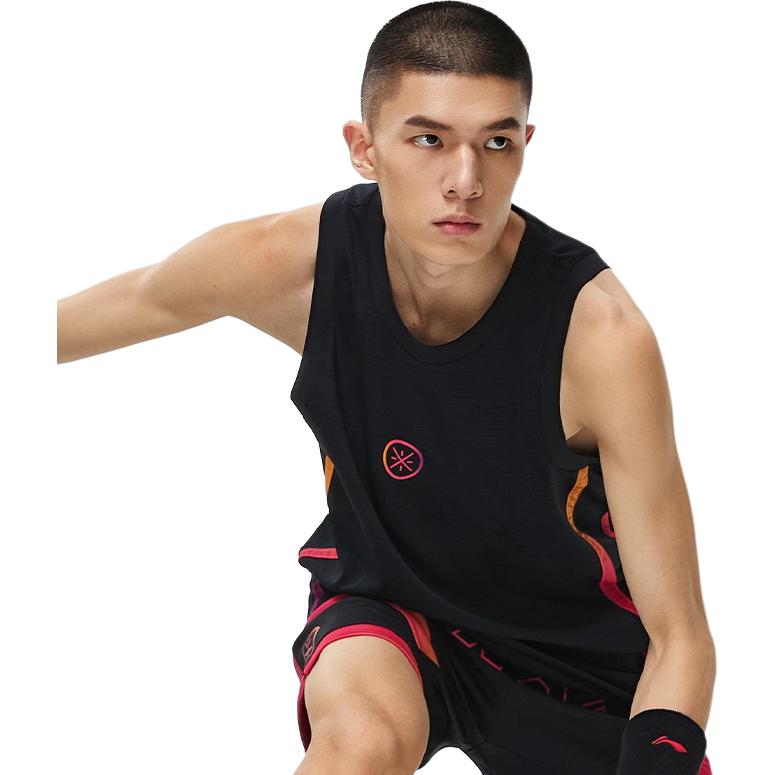 Li-Ning Майка без рукавов с капюшоном и логотипом, мужская, черная AAYT013-1