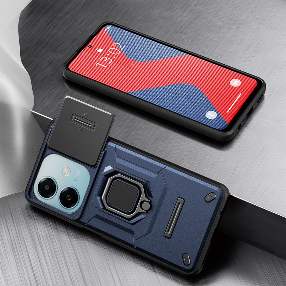 KEYSION Противоударный защитный чехол для OPPO A3 5G A3X Slide Camera Lens Защитное кольцо Подставка для телефона Задняя крышка для OPPO A40 A40m