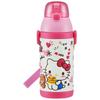 Stainless Steel Children's Water Bottle 380ml Straw Drinking 3D Hello Kitty Snack Time SSPV4 Sanrio-A
