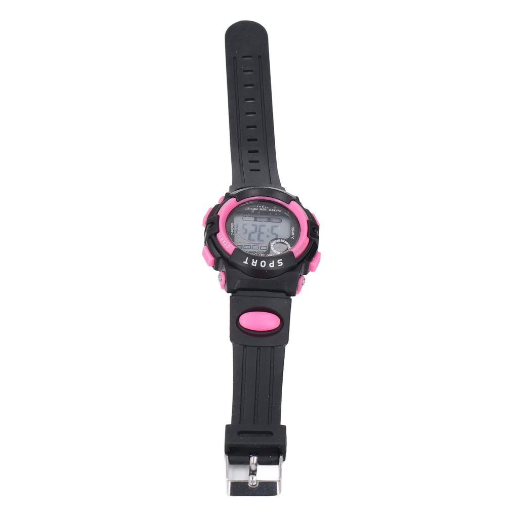 Pink Small Kids Digital Sports Watch 30m Waterproof LED Wristwatch with Stopwatch and Alarm Clock
