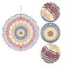 Bohemian Style 10 Inch Hanging Wind Spinner Vibrant Blue Red Yellow Floral Pattern Metal Art Chime for Balcony Patio Garden Decor All Season Gift