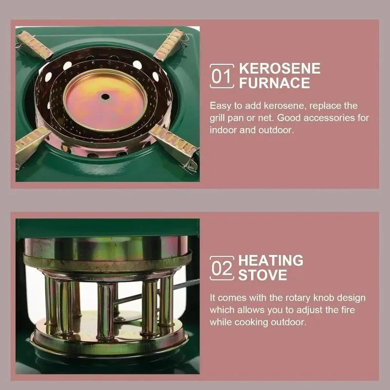 Outdoor Portable Kerosene Stove Windproof Burner Camping Heater Patio Picnic Cooking Stove Paraffin Kerosene Heater Safety