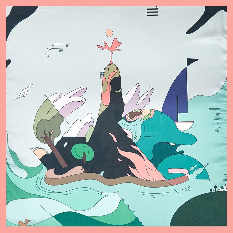 Маленький квадратный шарф, женский весенний новый шелковый атласный шелковый шарф с принтом, шаль на шею, подарок, мода