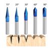 5PCS V Groove Router Bit CNC Wood Carving Router Bits Set 15/20/30/60/90 Degree Chamfer Milling Cutter Woodworking Router Bit
