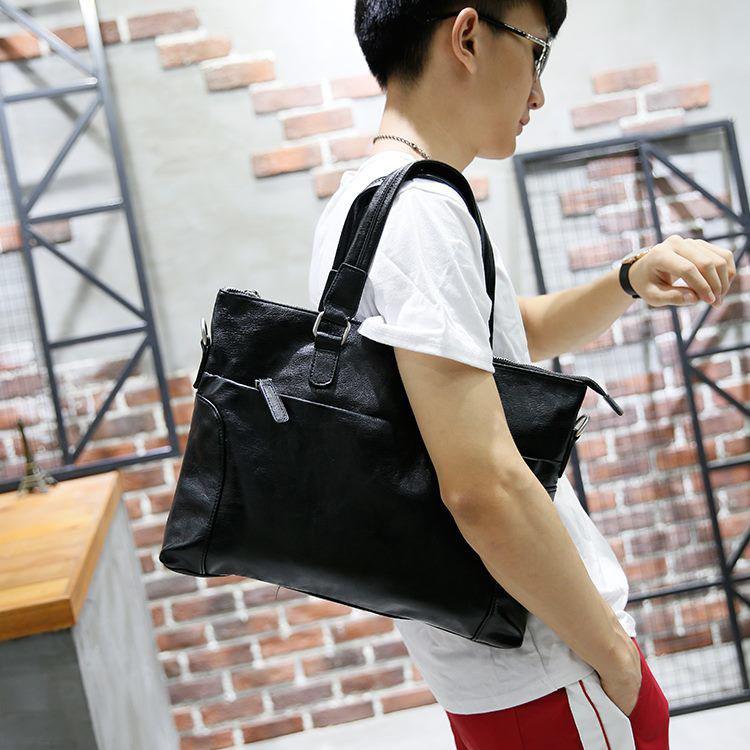 Мужская сумка, черная сумка через плечо, сумка из искусственной кожи, сумка для компьютера, простой деловой портфель