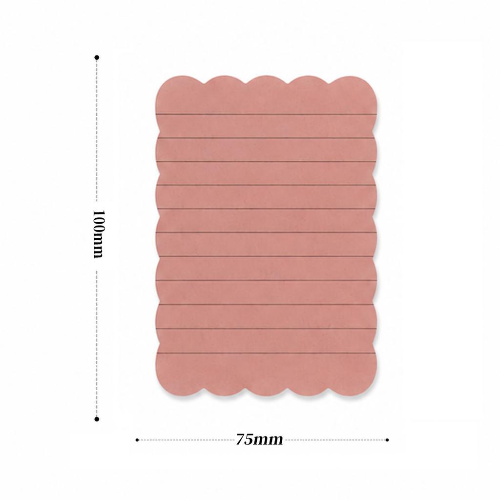 Morandi Color Lined Sticky Notes Cute Scalloped Edge Self Adhesive Memo Pad for Students School Supplies