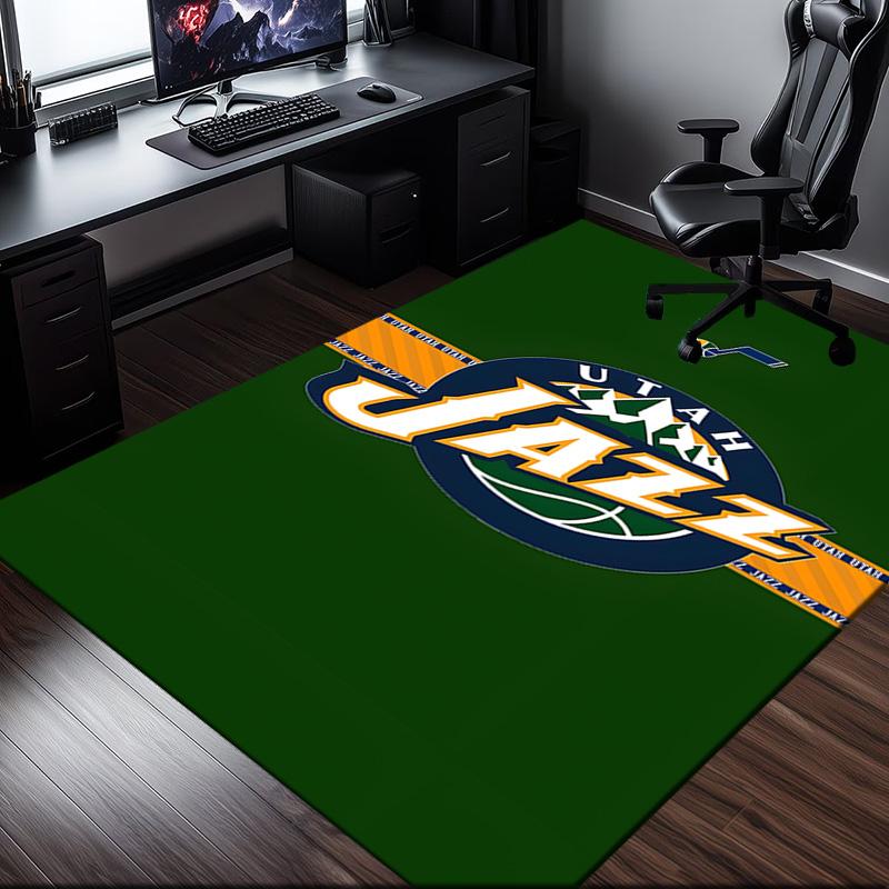 Jazz Basketball Team Rug Office Carpet Non-Slip Mat, Chair Rug Floor Covering for Gaming, Bedroom, Living Room , Home Decor Christmas Gift