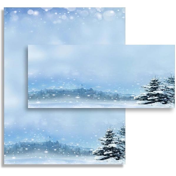 Beautiful Winter Letterhead & Envelopes - 40 Sets