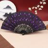Шелковый веер Складной веер Свадебные художественные подарки Танцующий веер с павлиньими блестками Ручной веер