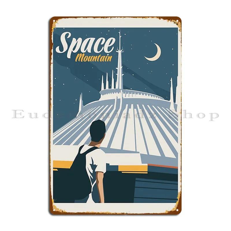 Space Mountain Minimalist Travel Style Theme Park Art Metal Sign Pub Printing Party Club Designing Tin Sign Poster