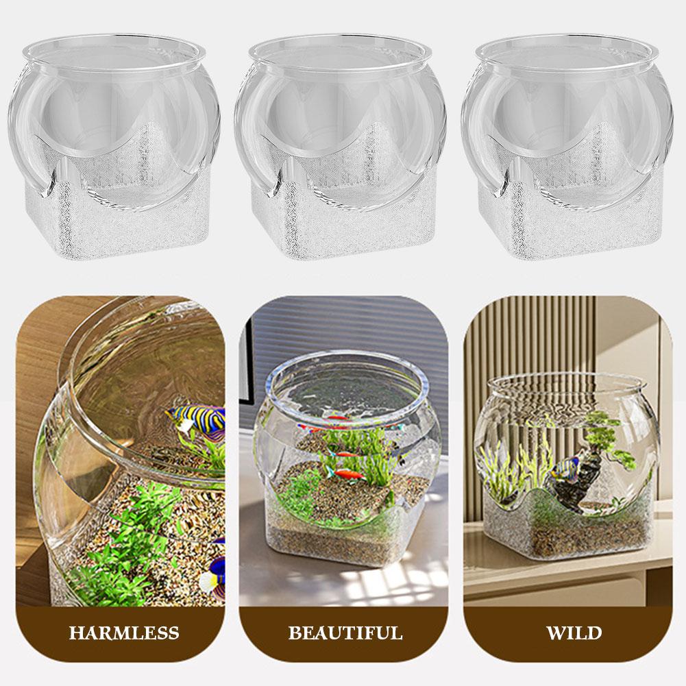 Прозрачный круглый настольный аквариум из ПЭТ для черепахи Betta, устойчивый к чистоте, гидропонный Sh O4O2