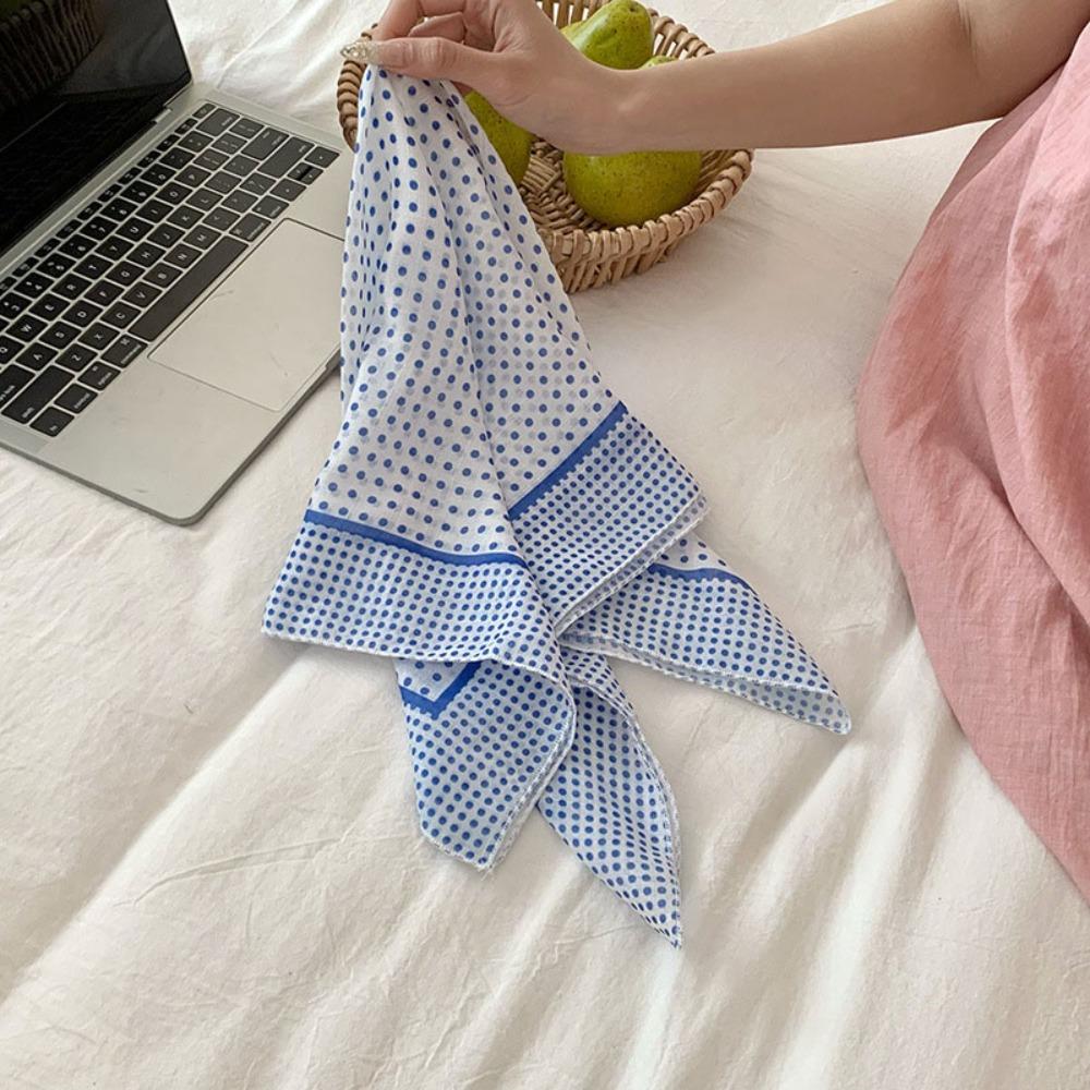 Sunscreen Small Square Scarf Neckerchief Headscarf Sweet Printed Silk Scarf  Girl