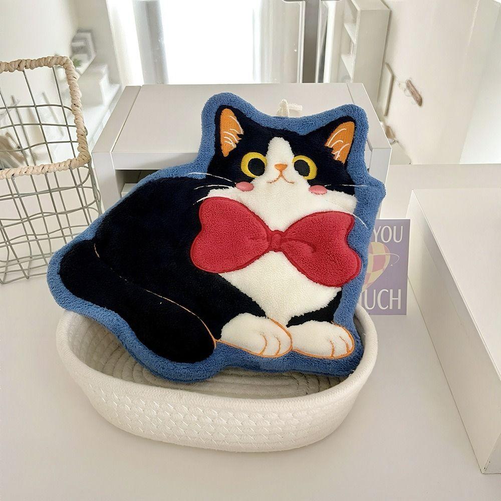 Soft Toilet Handkerchief Cute Cat Washcloth Cartoon Hand Towel  Kitchen