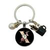 A-Z Letters Elegant Imitation Pearl Key Chain Charm Enamel 26 Letters Key Ring
