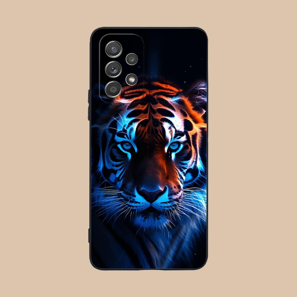 Неоновый чехол для мобильного телефона с тигром для Samsung Galaxy A56 55 54 53 52 51 36 35 34 23 16 15 5G Цветной чехол Красивый чехол Роскошный