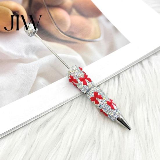 Handmade Pen Supplies Glitter Beadable Ballpoint Pen, Rhinestone Bow Beaded DIY Fashionable Office Bling Black Ink Pens for Making, School Exquisite