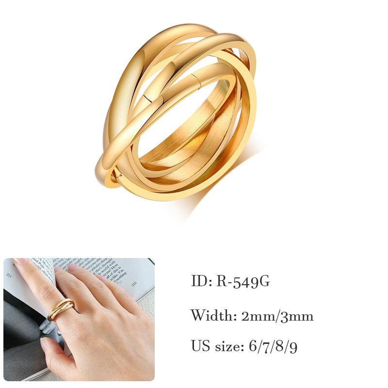 Love Faith Hope Triple Interlocked Engagement Rings for Women Stainless Steel Wedding Promise Gift