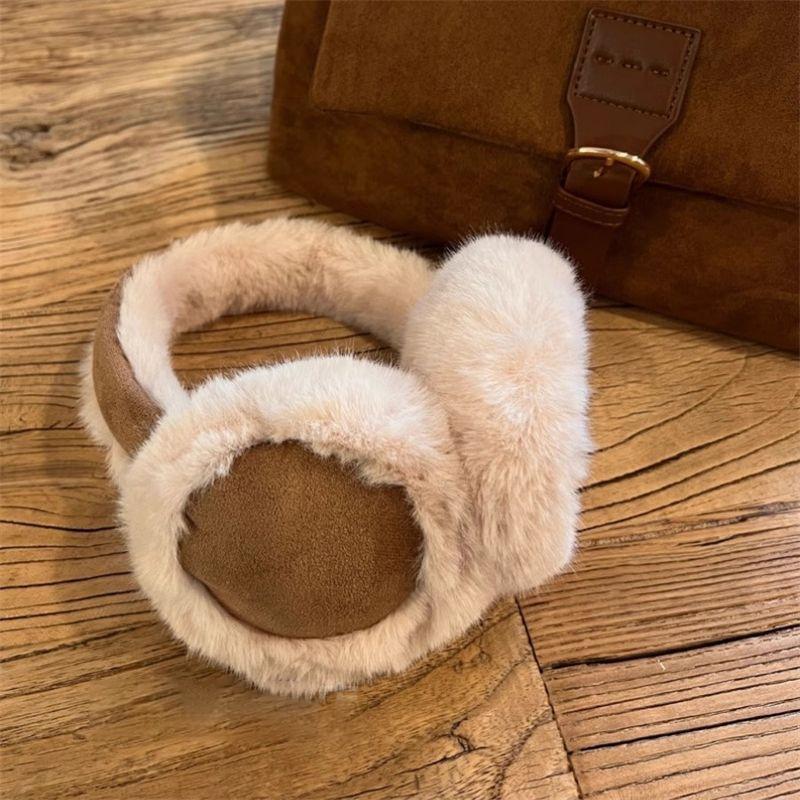 Зимние теплые наушники Maillard Brown Suede Plush Earamuffs Women, складные мягкие утолщенные наушники, милые простые аксессуары для ушей