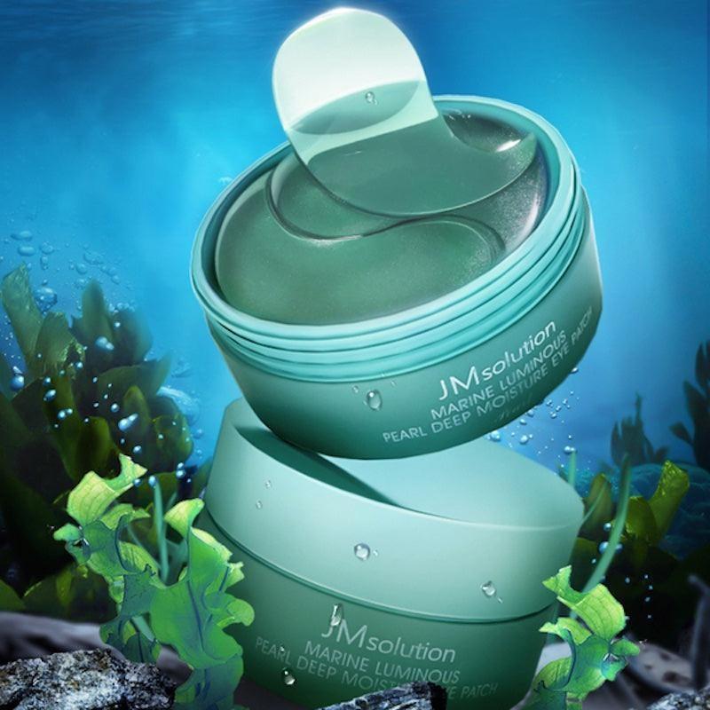 JM Solution Marine Luminous Pearl Deep Moisture Eye Mask 60pcs, with Highly Concentrated Essence, Moisture Balance To Help Keep Your Skin Hydrated