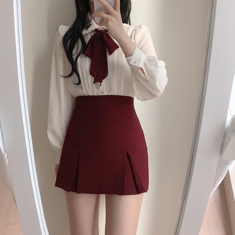 Корейская шикарная весенне-осенняя женская великолепная блузка с отложным воротником и цветочной вышивкой, шифоновая блузка, винтажная элегантная женская рубашка с бантом