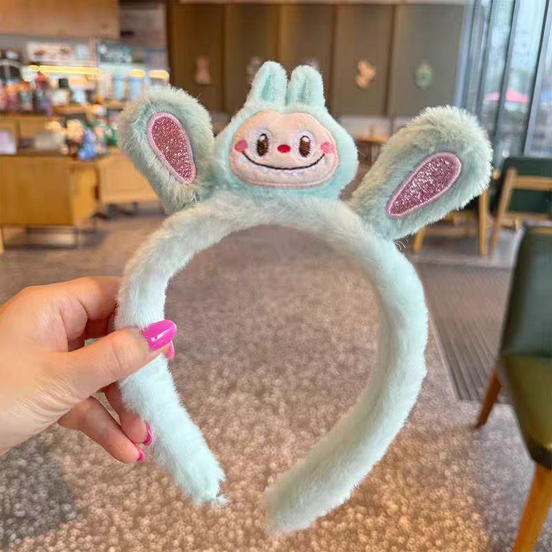 Обруч для волос Kawaii Labubu Повязка на голову Плюшевый головной убор Женский бутик Головной убор Аксессуары
