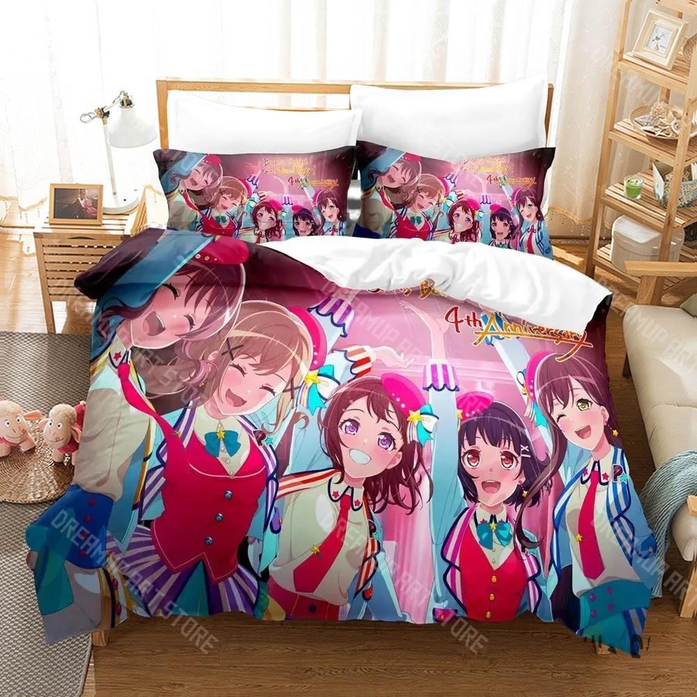 3D Печатный Комплект Постельного Белья BanG Dream Аниме Девочки Группа Вечеринка для Мальчиков Девочек Пододеяльник Односпальный Двуспальный Queen King Полный Односпальный Двойной Размеры