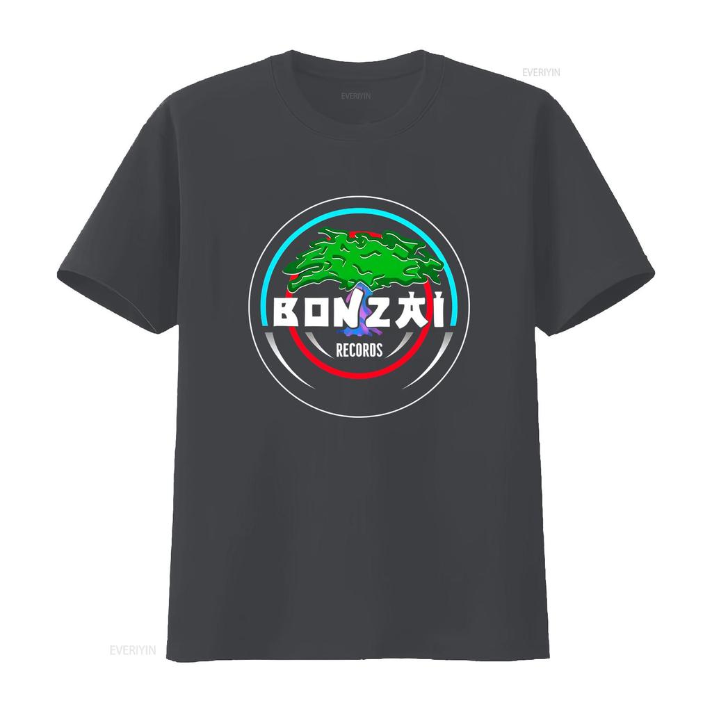 Bonzai Records Футболка Техно Транс Хардкор Все Размеры S M L XL 2XL Черный Серый винтажный Стиранный Растянутый модный Универсальный
