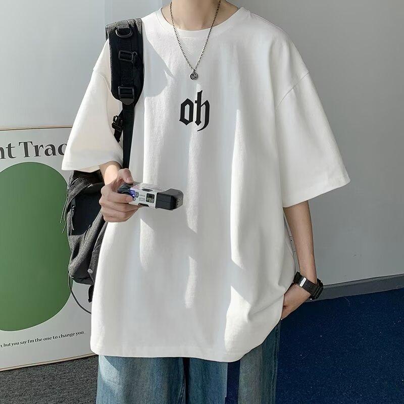 Футболка с коротким рукавом, мужская модная брендовая летняя свободная футболка с коротким рукавом 2024 года, новинка от знаменитостей из интернета, мода, простой принтованный топ