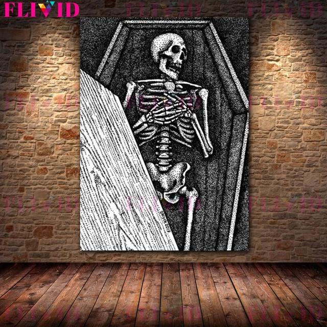 Готический Забавный Скелет Любовь Скандинавский Плакат Покерная Карта Гостиная Настенная Живопись Художественная Картина Маслом