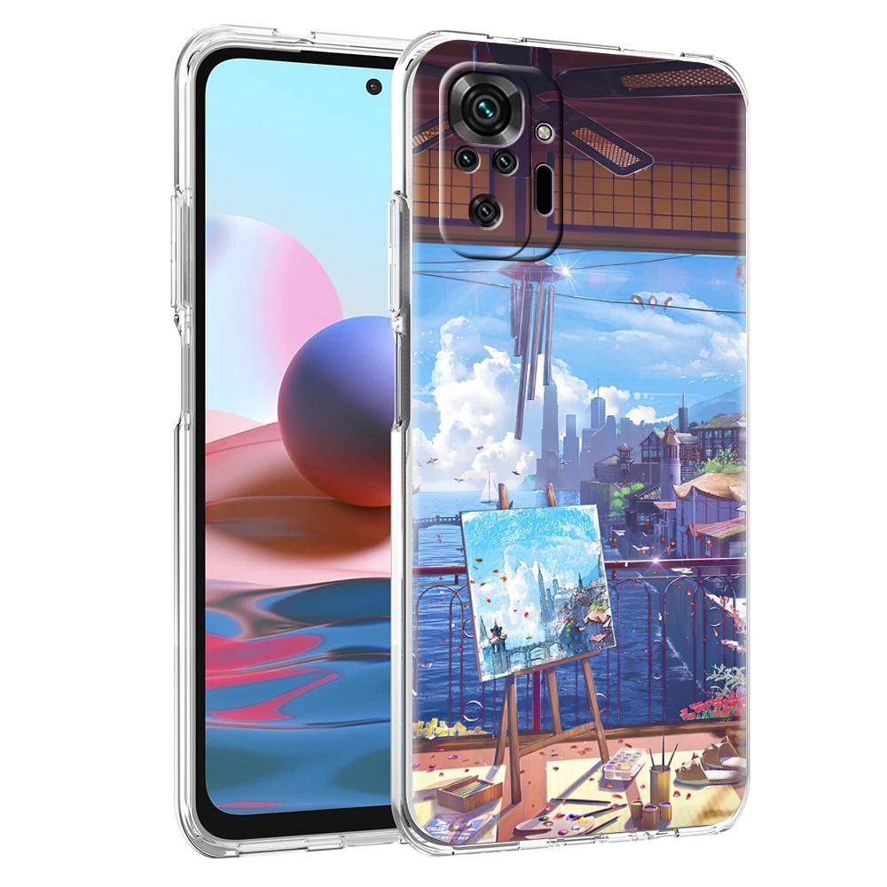 Чехол для телефона с японским аниме-пейзажем для Xiaomi Redmi Note 12 4G 11 10 Pro 5G 10C 10S 9S 9 9T 8T 9C 9A 8 8A 7 K50 Gaming Прозрачная крышка