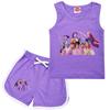Детский Девочки Аниме Мультфильм K-Pop Руми ПОП Певица Зои Мира С Принтом Повседневная Майка Без Рукавов Майка Шорты Комплект Одежды