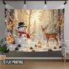 2D plane, 1 piece of winter snow forest snowman and deer lantern wall tapestry - 2D plane printed polyester fiberzyc