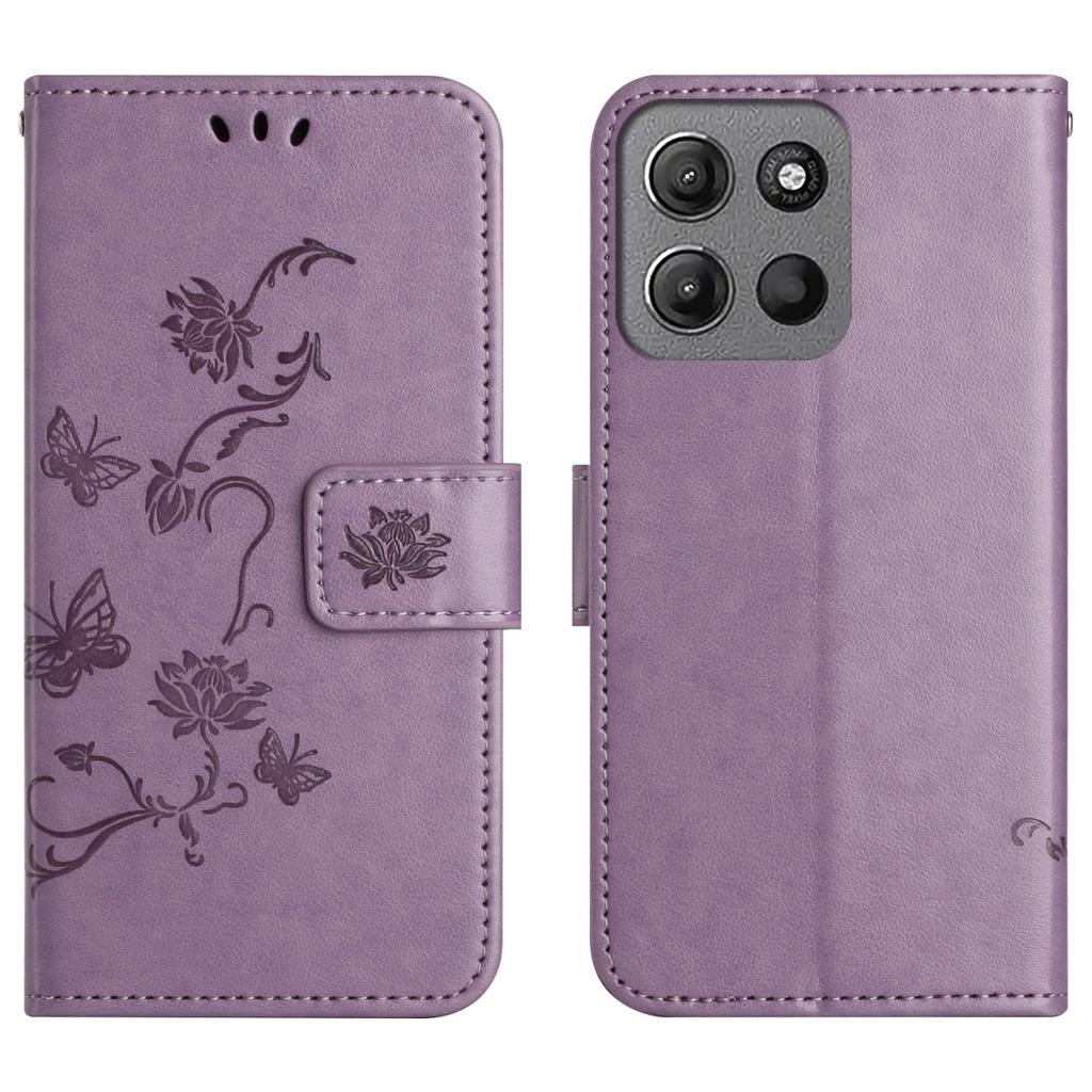Wallet Stand Case for Motorola Moto G56 5G/G66j 5G/G66y 5G Imprinted Butterfly Flower PU Leather Phone Cover