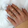 17Pcs Rhinestones Faux Pearls Decor Knuckle Rings Women Vintage Shining Finger Rings Jewelry Accessories